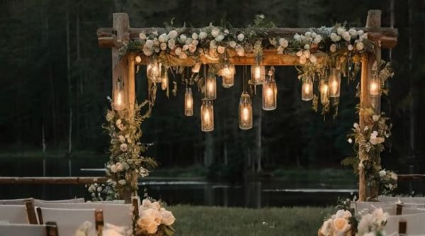 Decoración con luces de jardín para bodas