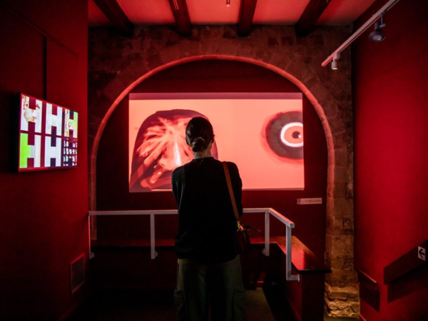 Elementos gráficos personalizados en espacios expositivos modernos