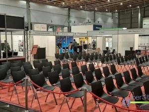 Food fair booths with personalized signage and decoration