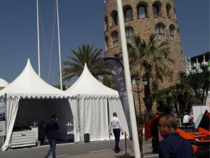 Bleachers and platforms assembled for sports competitions with temporary structure