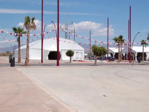 Customized exhibition space at a trade show with modular panels