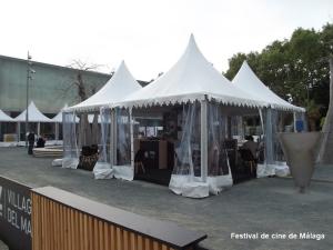 Themed decoration for a cultural festival with lightweight structures and carpeting