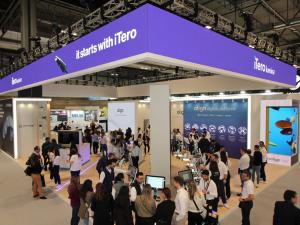 Panoramic view of the exhibition stand with branding by RCK